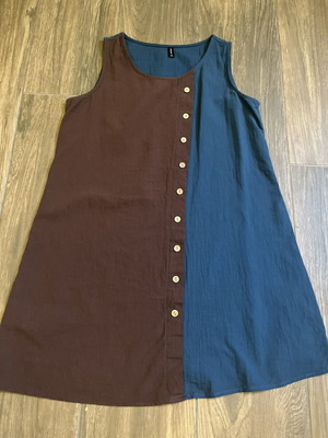Summer sleeveless dress viscose size S, like new, brown and petrol