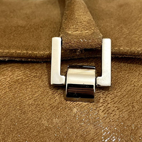 Longchamp Paris Vintage Suede Shoulder Bag used, camel brown leather