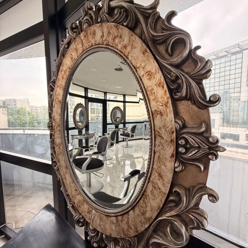Hairdressing set used, mirror, chair, table