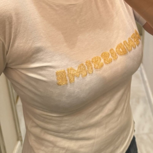 Fendissime Y2K Vintage White T-shirt Large with Gold Embossed Logo