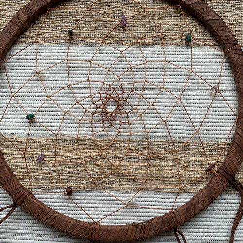 Dreamcatcher made of leather with semi-precious stones like new