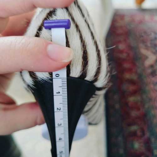 Emanuelle Vee leather zebra pony hair heels no 37 like new