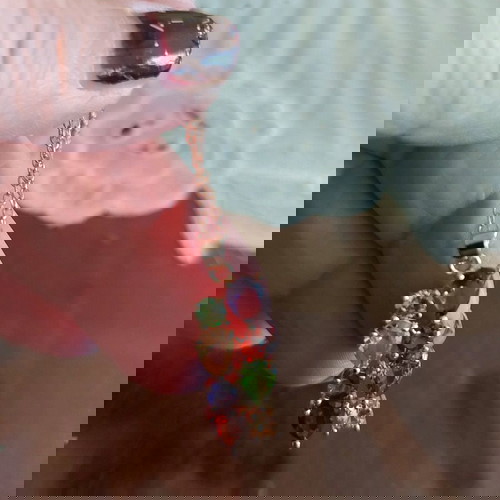 Комплект от кубичен цирконий нов, цветен, с верижка от неръждаема стомана