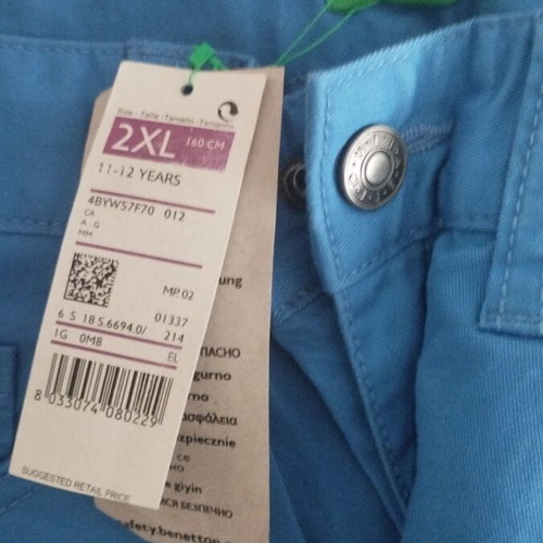 Benetton παντελόνι καινούργιο, μπλε, μέγεθος S για κορίτσι