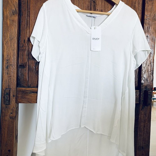 Asymmetric V-neck blouse new, size S-M, white