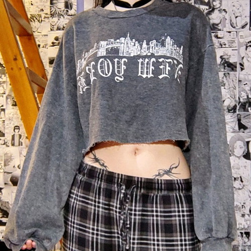 Bershka Gray Cropped Hoodie like new, size S