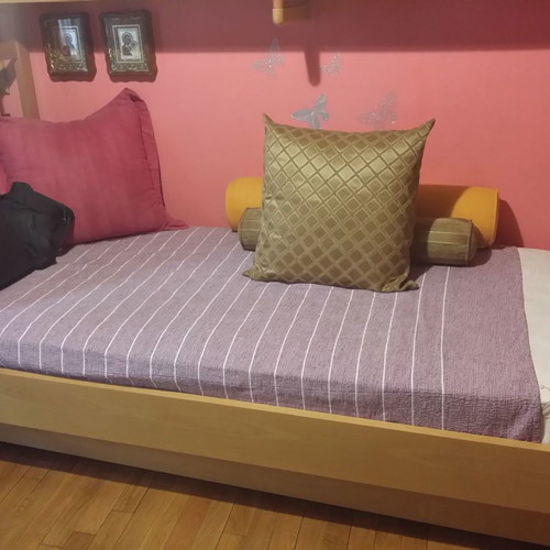 Bed made of beech wood used Mediastrom with second mattress slot