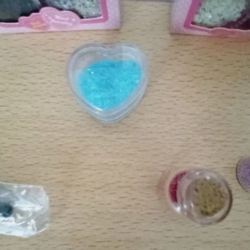 Nail art items used, decoration set with tips and glue