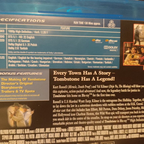 Tombstone Blu-ray like new with Greek subtitles