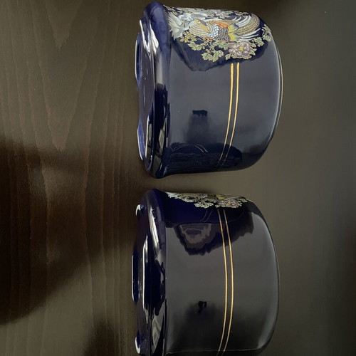 Handmade decorative vases set with 24K gold, like new