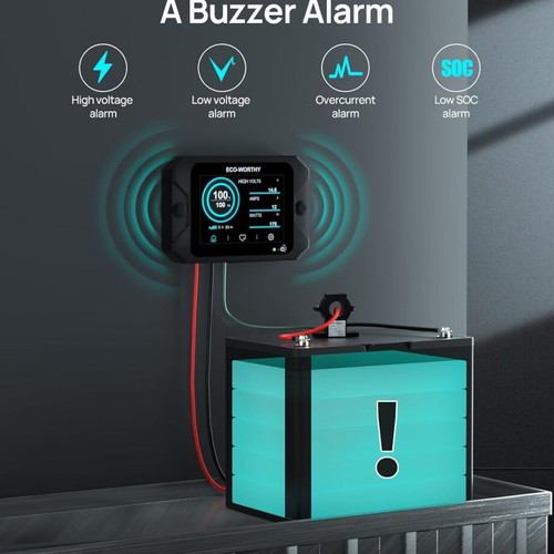 Battery Monitor 300A 12V/24V/36V/48V 3.5-Inch Touchscreen with Alarm