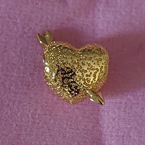 Charm heart with arrow new, gold hammered A.L.E.