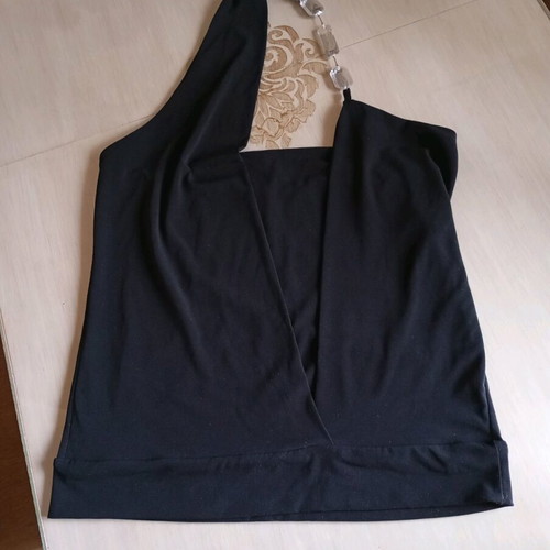 Elastic black strapless blouse with rhinestones like new, size L