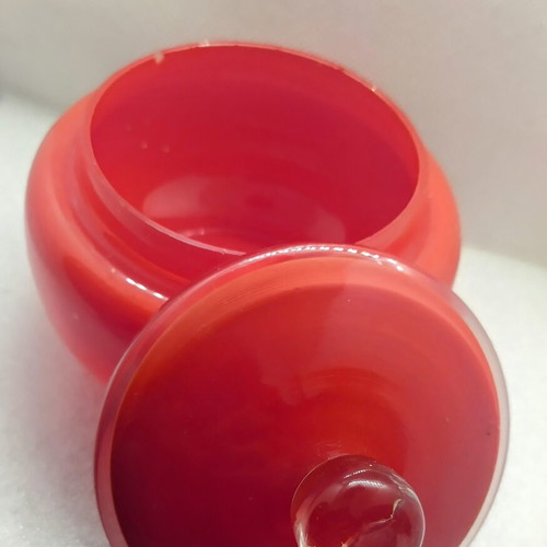 Vintage red glass fondantière from the 1950s like new