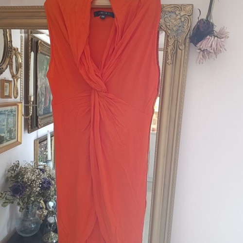 Amisu sleeveless mini/midi dress with twist detail, orange coral, size 36