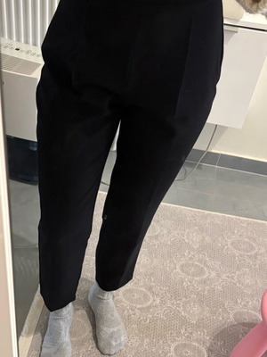 Υφασμάτινο παντελόνι Zara μαύρο small ψηλόμεσο μεταχειρισμένο