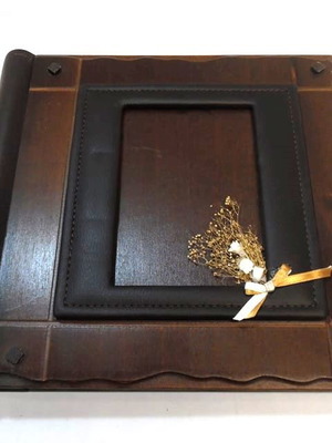 Μεγάλο ξύλινο χειροποίητο άλμπουμ φωτογραφιών με 40 φύλλα και δερματίνη