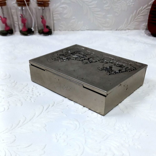 Wooden box used with embossed old sailing ships design