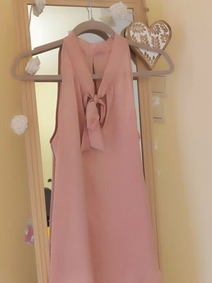 Pink formal blouse with chest tie, size M