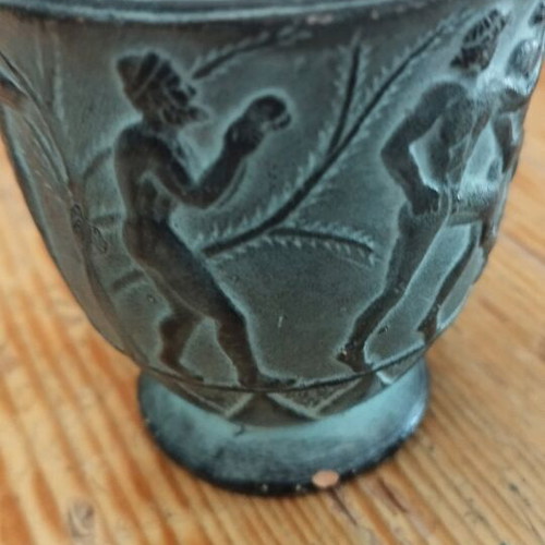 Decorative vase like new, handmade terracotta with Greek mythology design