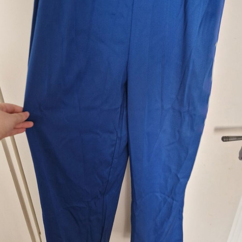 Women's two-piece set XL with straight long pants and asymmetrical top blue new