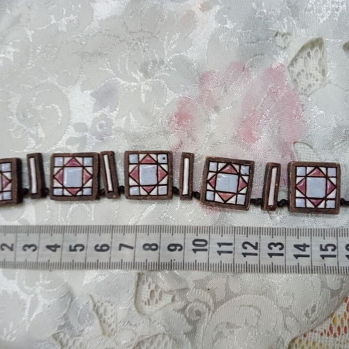 Ethnic handmade clay necklace with enamel, 2004, new