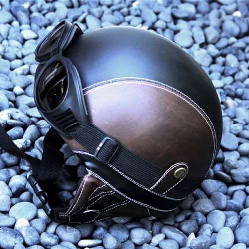 Pilot Helmet 1932 Brown Black New Retro Motorcycle Helmet