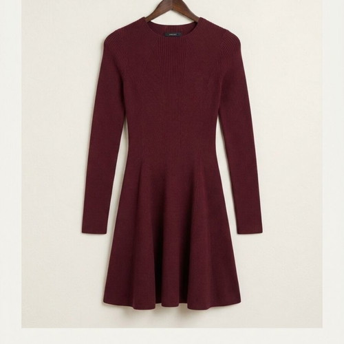 & Other Stories Dress used, size XS, maroon ribbed fit-and-flare