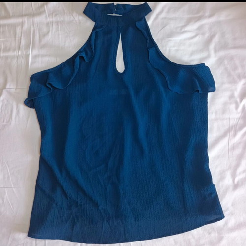 Blue nautical off-shoulder top like new, size L-XL