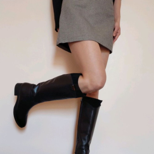 Geox black leather boots used, size 37