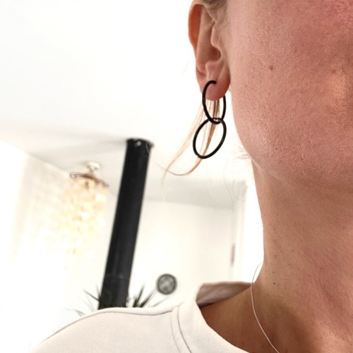 Black Hoop Earrings new, minimalist punk emo metal