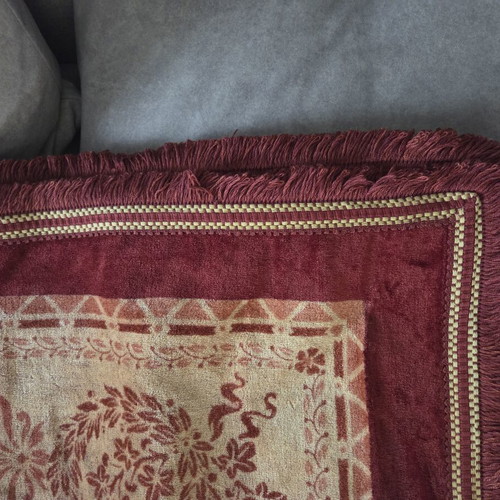 Chenille Throw Blanket Large, Like New, Burgundy and Gold