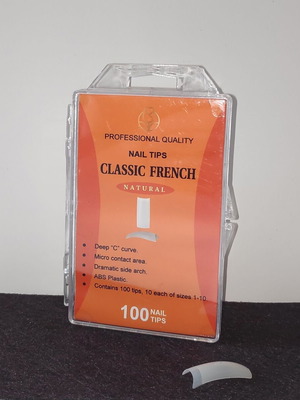Case of 100 Nail tips Classic French natural new
