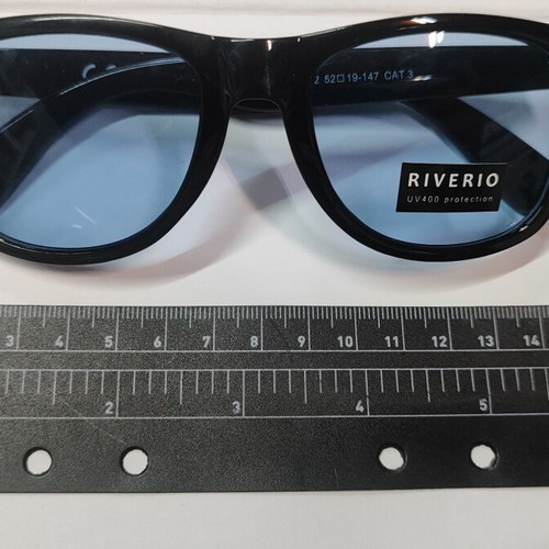 Riverio Unisex Sunglasses Black Frame with Blue Lenses new