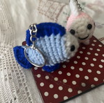 Handmade crochet fish keychains, pair