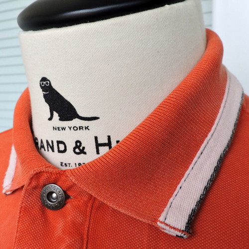 Napapijri Mens Graphic Long Sleeve Polo Shirt used, size L, orange