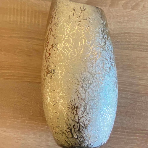 Modern ceramic vase 29cm gold with embossed design like new