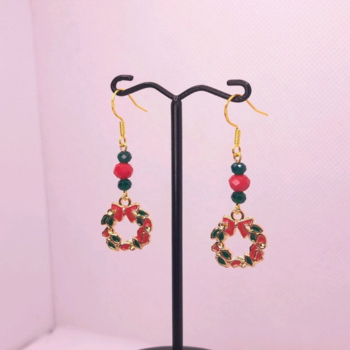 Handmade Christmas earrings new with crystals