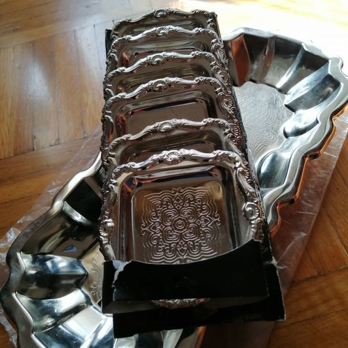 Set of 6 silver-plated dessert plates new