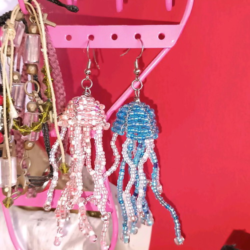 Handmade beaded jellyfish earrings made to order multicolor