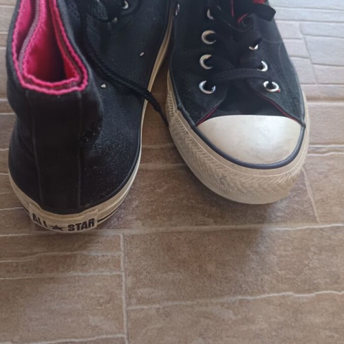 Converse All Star women's canvas high sneakers like new, black and pink