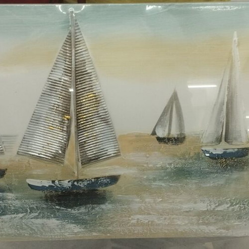 Oil painting embossed ships new