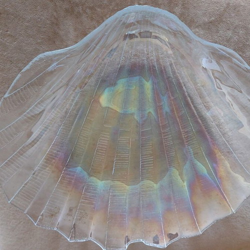 Glass platter in shell shape like new