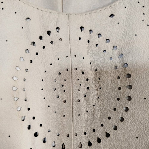 Dress made of genuine leather beige, like new, size S