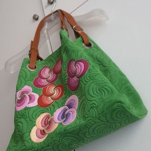 Genuine leather bag new, colorful, hand-painted design, handheld