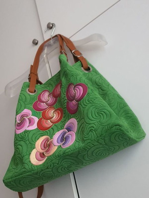 Genuine leather bag new, colorful, hand-painted design, handheld
