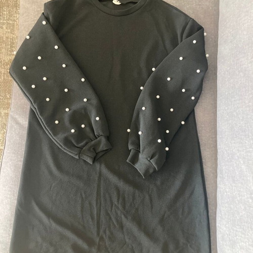 Sweatshirt dress black with pearls for girls like new