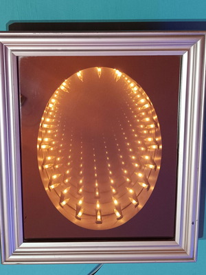 Decorative illuminated frame/mirror used with infinity mirror design