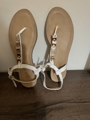 White sandals size 38 with gold decoration like new