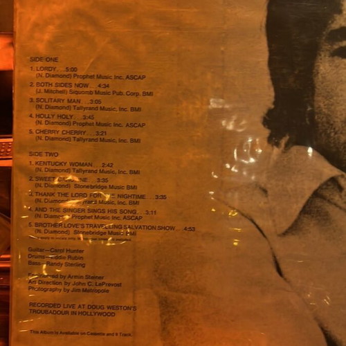 Neil Diamond Gold Recorded Live At The Troubadour LP used